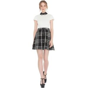 Alice + Olivia Black and White Skater Skirt